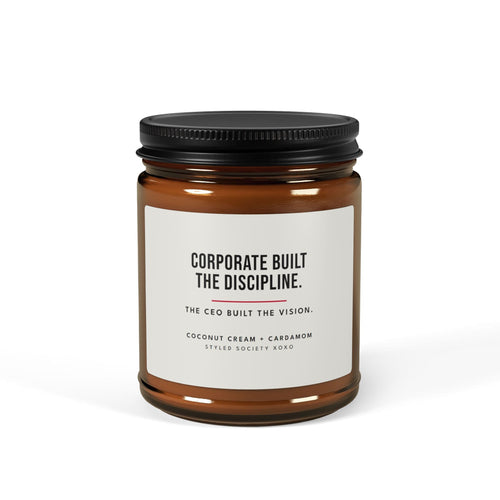 Corporate Built the Discipline 9 oz Founder Candle — Coconut Cream + Cardamom Home Decor 9oz / Amber / Coconut Cream + Cardamom Printify