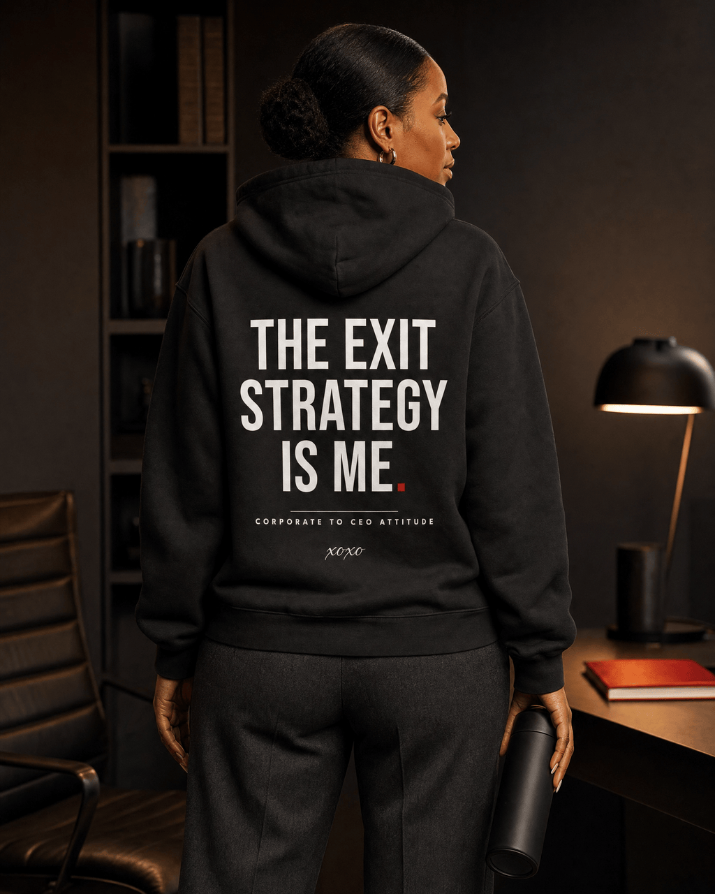 Additional view of the Exit Strategy Is Me heavyweight hoodie.