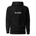 Black pullover hoodie with a drawstring hood and front pocket.